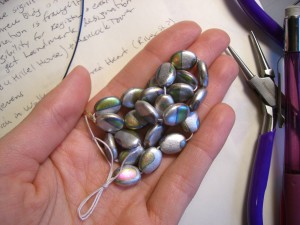 Silver beads with oil rainbow colors